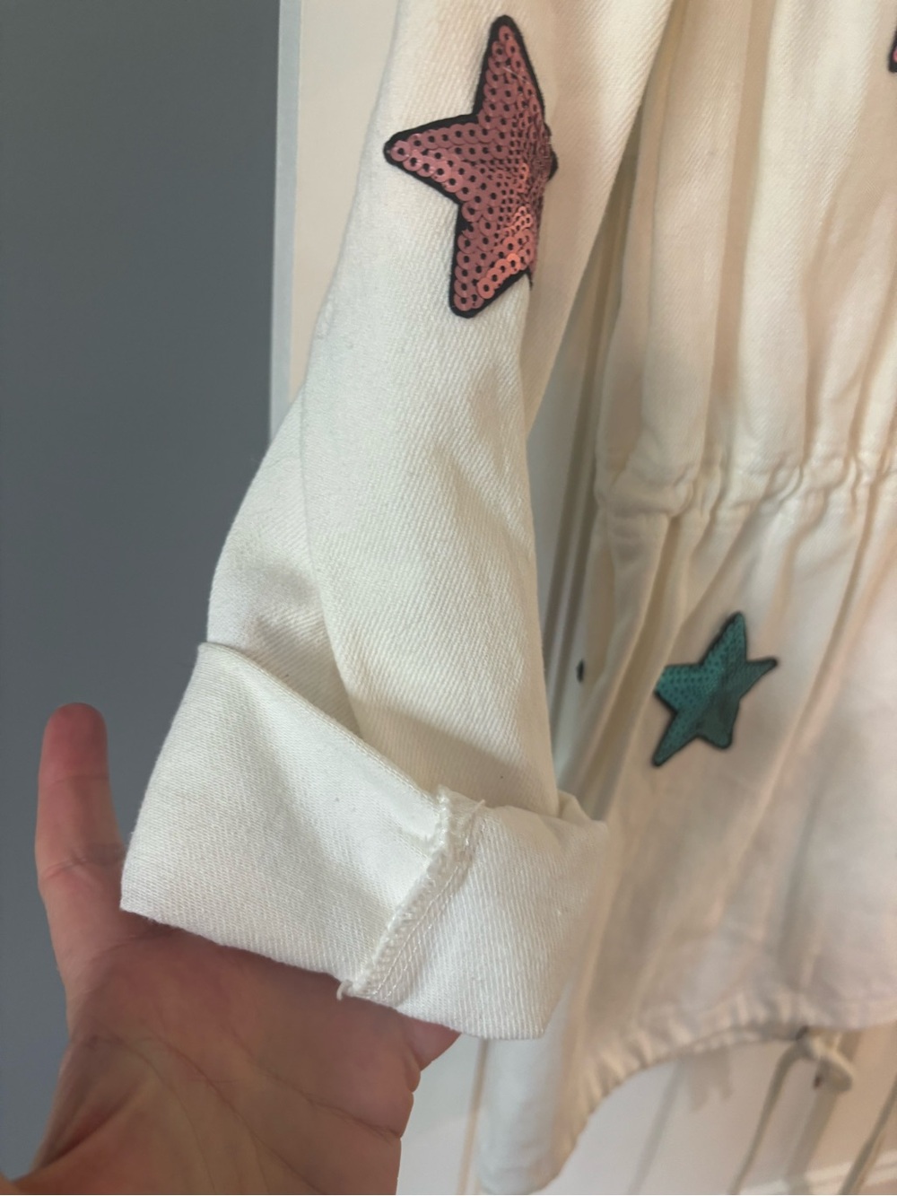 Buddy Love White Jacket with Pink Sequin Star Patch - Picture 3 of 6